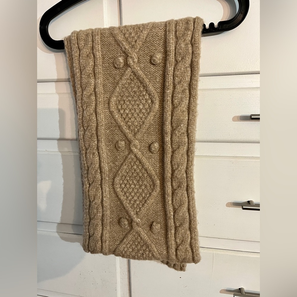 Express cold weather cable knit thick, chunky scarf in brown, one size